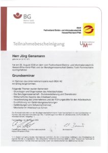2008.08.25 Gensmann Jörg BG Elektro Textil BGV A2 - Grundseminar Kopie